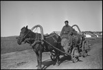 Wide shot of a man in a wagon pulled by a horse in Michurinsk, Russia, USSR, ca. 1932-1933 by Jacobi, Lotte, 1896-1990