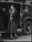 Helen Elliot getting into a car in Moscow, Russia, USSR, ca. 1932 by Jacobi, Lotte, 1896-1990