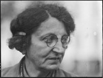 Portrait of Frida Rubiner, a German woman and member of the Communist Party, wearing glasses in Moscow, Russia, USSR, ca. 1932 by Jacobi, Lotte, 1896-1990