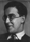 Portrait of smiling Mikhail Efimovich Koltsov, Soviet jourlist in Moscow, Russia, USSR, ca. 1932-1933 by Jacobi, Lotte, 1896-1990