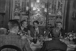 Henri Barbusse, a French novelist and member of the Communist party, conversing with officials at a restaurant in Moscow, Russia, USSR, ca. 1932 by Jacobi, Lotte, 1896-1990