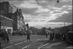 Busy street scene with trolley car in Moscow in Moscow, Russia, USSR, ca. 1932-1933 by Jacobi, Lotte, 1896-1990