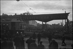 Market at Sucharewski Place, beyond a tram station in Moscow, Russia, USSR, ca. 1932-1933 by Jacobi, Lotte, 1896-1990