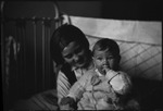 Two young members of the Dietrich family, a sister and her baby brother in Moscow, Russia, USSR, ca. 1932-1933 by Jacobi, Lotte, 1896-1990