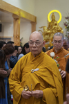 Buddhist Priests Leaving Temple Ceremony, 2017 by Becky Field