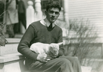 Lambda Chi Alpha Fraternity mascot (young goat) with Chesley Durgin, ca. Spring 1936 by Clement Moran