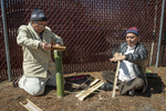 Bhutanese Men with Bamboo, 2014 by Becky Field