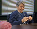 Albanian Woman Knitting, 2017 by Becky Field