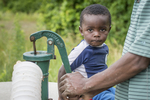 Burundi Boy at the Garden Pump, 2018 by Becky Field